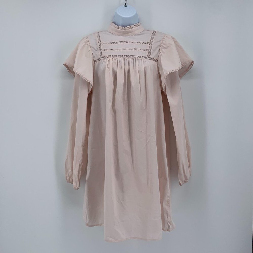 Wild Fable NWT Dusty Peach Long Sleeve High Neck Poplin Prairie Dress Size S - Picture 3 of 9